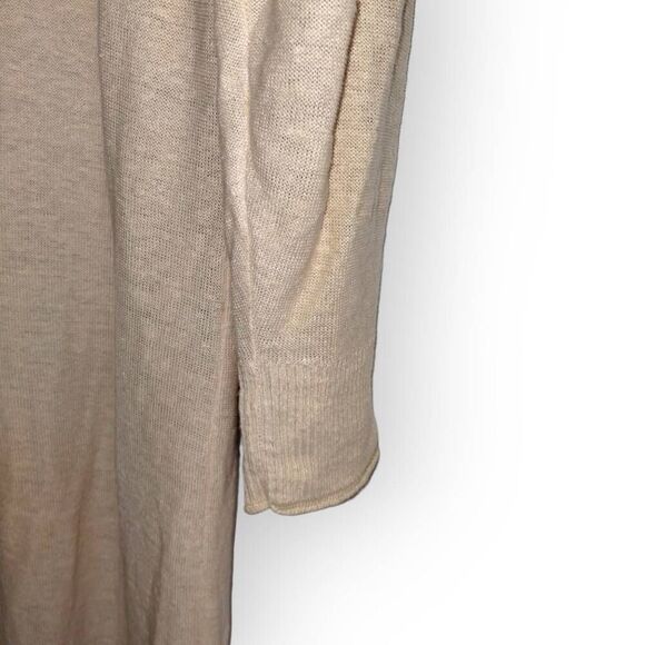 Donna Karan Womens Cardigan Sz Medium Tan Linen Knit Open Front Long Sleeves - Picture 5 of 11